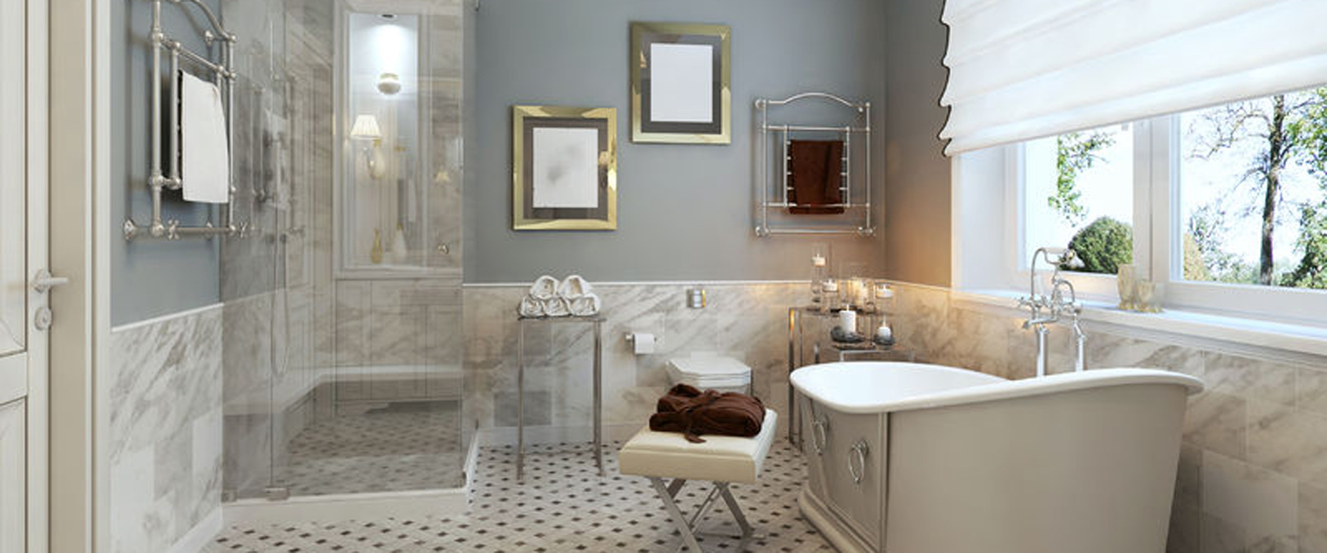 47275990 - bright bathroom provence. 3d render